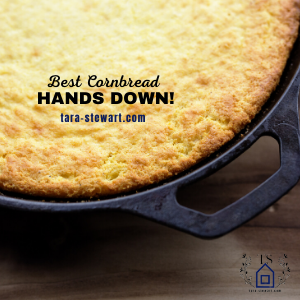 Best Cornbread Hands Down Southern Cornbread cornmeal black eyed peas and cornbread soutthern recipes tara-stewart.com side dish recipes